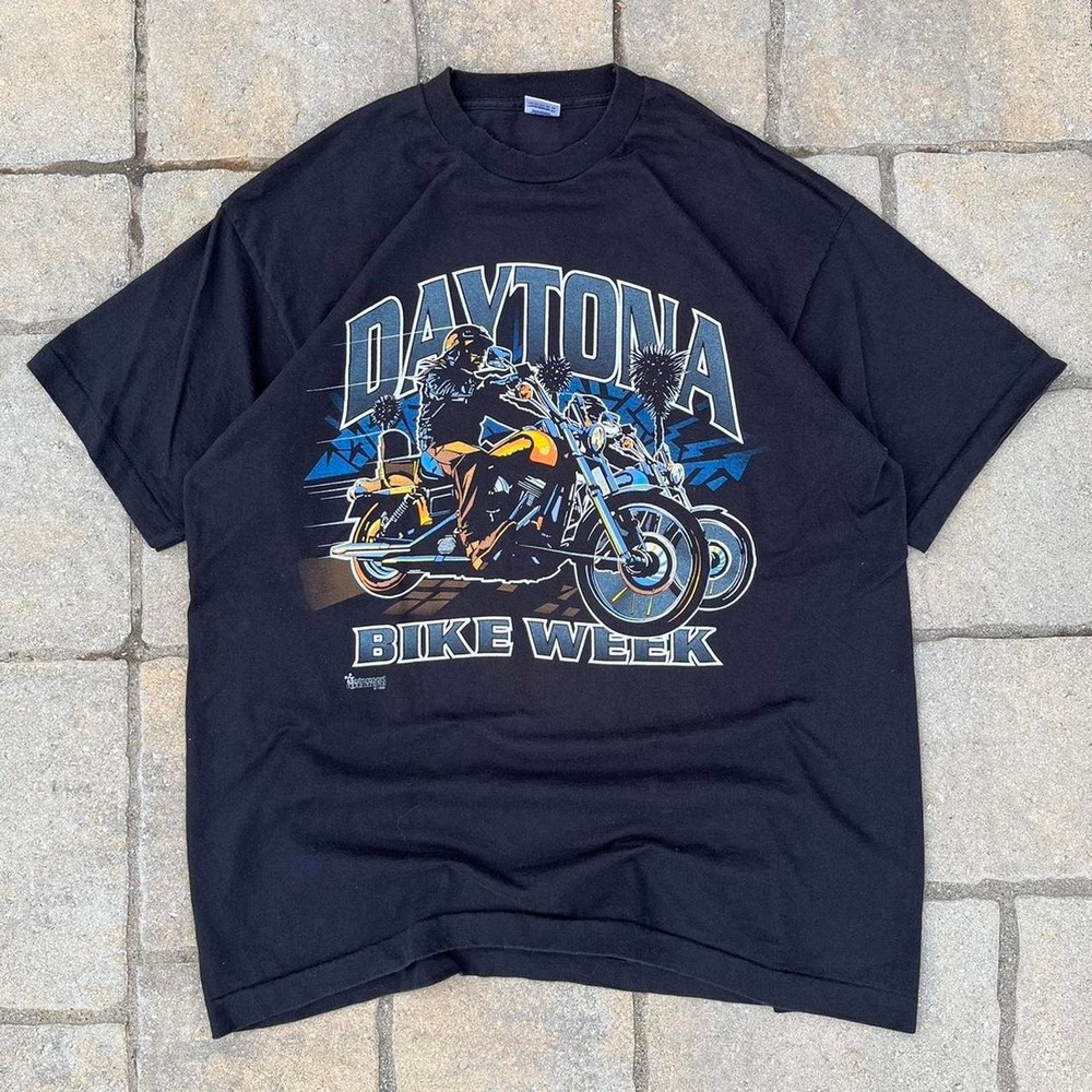 Vintage 1996 Daytona Bike Week T Shirt Fruit of the Loom Black XL Single Stitch